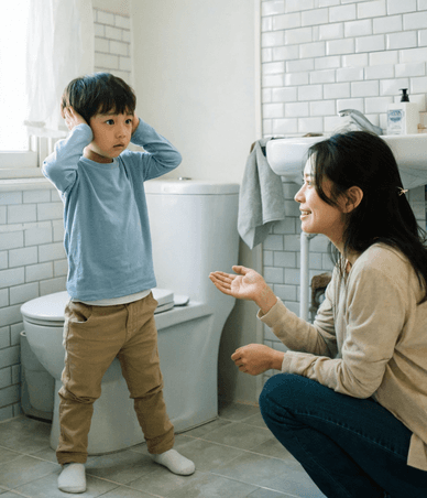 Your child is afraid of the flush.
