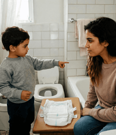 Your child poops on the potty, but only pees in a diaper.